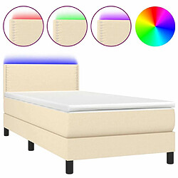 Sommier à lattes LED,Cadre à lattes de lit avec matelas pour Adulte Crème 80x200 cm Tissu -MN27965