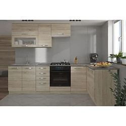 LASSEN Cuisine complete d'angle 240x165 cm avec plan de travail - Angle réversible - Décor chene sonoma