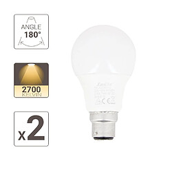 XanLite Lot de 2 Ampoules LED A60, culot B22, 10W cons. (60W eq.), lumière blanc chaud Xanlite - Lot de 2 Ampoules LED A60, culot B22, 10W cons. (60W eq.), lumière blanc chaud - PACK2EB806G