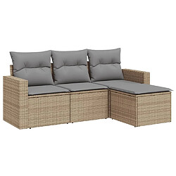 Maison Chic Salon de jardin avec coussins 4 pcs | Ensemble de Table et chaises | Mobilier d'Extérieur beige résine tressée -GKD55322