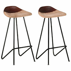 vidaXL Tabourets de bar lot de 2 marron cuir véritable 