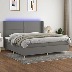 vidaXL Sommier à lattes de lit matelas LED Gris foncé 200x200 cm Tissu 