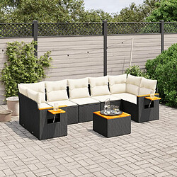 vidaXL Salon de jardin 8 pcs avec coussins noir résine tressée 