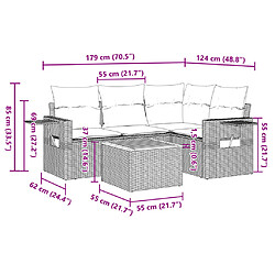 Acheter vidaXL Salon de jardin 5 pcs avec coussins noir résine tressée