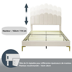 Acheter RAVAS Lit rembourré lit double 140 x 200 cm, cadre de lit avec tête de lit et sommier à lattes, tissu velours beige doux pour la peau