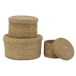 Aubry Gaspard Boites rondes en jonc naturel (Lot de 3).