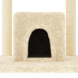 Arbre à chat avec griffoirs,niche pour chat en sisal Crème 154 cm -MN73654 pas cher