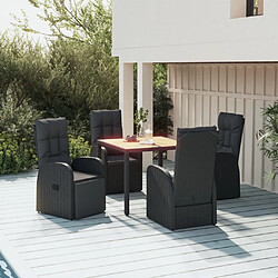 Maison Chic Mobilier à dîner 5 pcs de jardin avec coussins - Ensemble table et chaises d'extérieur - Salon/Mobilier de jardin classique Noir Résine tressée -MN59460