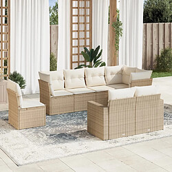 vidaXL Salon de jardin avec coussins 8 pcs beige résine tressée