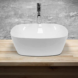 Avis Ecd Germany Lavabo en céramique blanche vasque a poser ovale évier moderne 405x405x140 mm