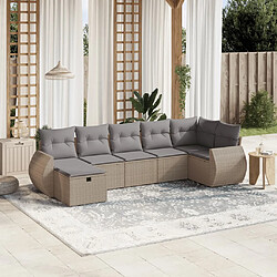 vidaXL Salon de jardin avec coussins 7pcs mélange beige résine tressée 