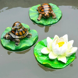 Acheter tortue d'eau flottante ornement de feuille de lotus décor d'étang 4 famille marron clair