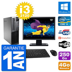 PC Lenovo M92p SFF Ecran 19" Intel i3-2120 RAM 4Go Disque 250Go Windows 10 Wifi · Occasion 