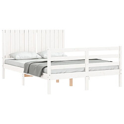 Acheter Maison Chic Cadre/structure de lit avec tête de lit pour adulte - Lit Moderne Chambre blanc double bois massif -MN16043