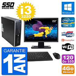 PC HP 8300 Elite SFF Ecran 22" Intel i3-3220 RAM 4Go SSD 120Go Windows 10 Wifi - Occasion