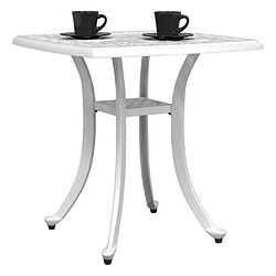 Avis vidaXL Table de jardin blanc 53x53x53 cm aluminium coulé