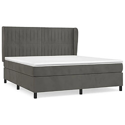 Maison Chic Lit Adulte - Lit simple Lit à sommier tapissier et matelas moelleux - Meuble de Chambre - Gris foncé 160x200cm Velours -MN70023