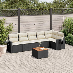 Maison Chic Ensemble Tables et chaises d'extérieur 7pcs avec coussins,Salon de jardin noir résine tressée -GKD381758