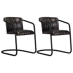 vidaXL Chaises à manger lot de 2 noir cuir véritable 