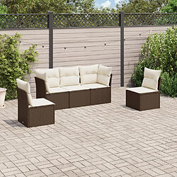 vidaXL Salon de jardin avec coussins 5 pcs marron résine tressée