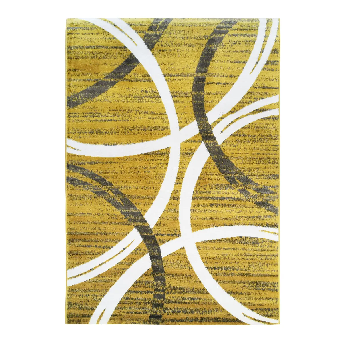 Thedecofactory UNDERGOOD ARCHY - Tapis effet laineux motifs arches jaune et gris 120x170