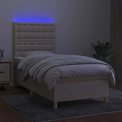 Acheter Maison Chic Lit adulte- Lit + matelas,Sommier à lattes de lit et matelas et LED Crème 90x190 cm Tissu -GKD22481