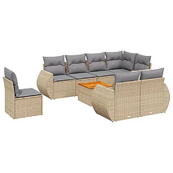 Maison Chic Salon de jardin avec coussins 9 pcs | Ensemble de Table et chaises | Mobilier d'Extérieur beige résine tressée -GKD81014