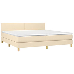 Avis Maison Chic Lit adulte- Lit + matelas,Sommier à lattes de lit et matelas et LED Crème 200x200cm Tissu -GKD55001