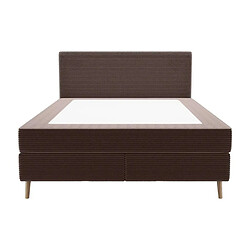 Avis Vente-Unique Ensemble complet boxspring tête de lit + sommier + matelas + surmatelas - 180 x 200 cm - Velours côtelé - Marron - NARA de YSMÉE