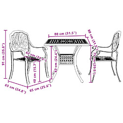 vidaXL Ensemble de bistro 3 pcs blanc aluminium coulé pas cher