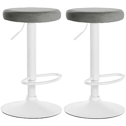 Non Lot de 2 tabourets de bar Ponte velours blanc 