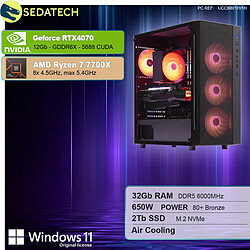 Sedatech PC Gamer • AMD Ryzen 7 7700X • RTX4070 • 32Go DDR5 • 2To SSD M.2 • Windows 11