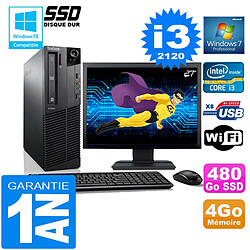 PC Lenovo M92p SFF Core I3-2120 Ram 4Go Disque 480 Go SSD Wifi W7 Ecran 27" · Occasion 