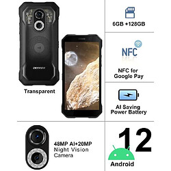 Avis Telephone portable incassable DOOGEE S61 Pro 6Go + 128Go Android 12.0 5180mAh - 48MP Caméra - GPS - Noir transparent