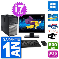 PC Tour Dell 9020 Ecran 27" Intel i7-4790 RAM 8Go Disque 500Go Windows 10 Wifi - Occasion