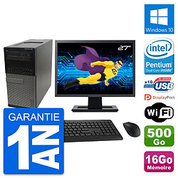 PC Tour Dell 990 Ecran 27" Intel G630 RAM 16Go Disque Dur 500Go Windows 10 Wifi · Occasion 