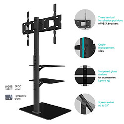 ONKRON Support TV sur Pied Pivotant pour 32 - 65 Pouces TV & Ecran, Pied TV Universel avec Etagere jusqu'à 30 kg VESA 100x100 - 600x400/Pied pour Television Hauteur Réglable Pivotant TS5550-B Noir pas cher