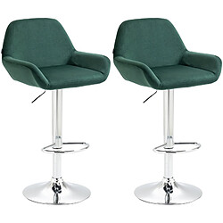 Decoshop26 Lot de 2 tabourets de bar repose-pieds en forme d'arc en métal chromé assise en velours vert foncé 10_0004032