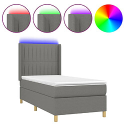 Sommier à lattes et matelas LED,Cadre à lattes de lit pour Adulte Gris foncé 100x200 cm Tissu -MN14585