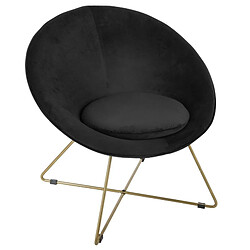 Atmosphera, Createur D'Interieur Fauteuil "evan" en velours & pieds or atmosphera - noir