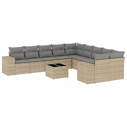 Maison Chic Salon de jardin 11 pcs avec coussins, Ensemble Tables et chaises d'extérieur beige résine tressée -GKD900715