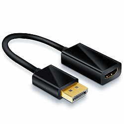 INECK® Adaptateur vidéo DisplayPort vers HDMI - Convertisseur DP vers HDMI - Mâle/Femelle - 1920x1200/1080p - Noir