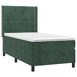 Acheter Maison Chic Lit adulte- Lit + matelas + LED,Sommier à lattes de lit matelas LED Vert foncé 90x190cm Velours -GKD51985