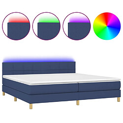 vidaXL Sommier à lattes de lit et matelas et LED Bleu 200x200 cm Tissu