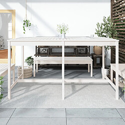 Avis Maison Chic Table de jardin | Table d'extérieur blanc 203,5x90x110 cm bois massif de pin -GKD12282