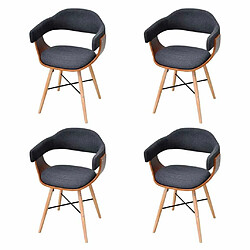 Maison Chic Lot de 4 Chaises à manger,Chaise pour cuisine gris foncé bois courbé et tissu -MN49880