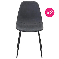 Lot de 2 Chaises Repas Noir Vieilli Piétement Métal Noir KosyForm