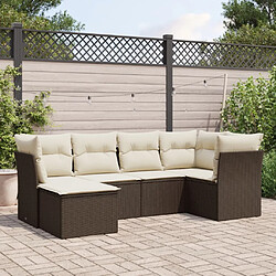 vidaXL Salon de jardin avec coussins 6 pcs marron résine tressée 