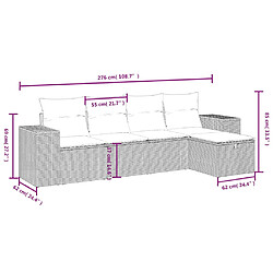 Avis vidaXL Salon de jardin 5 pcs avec coussins gris clair résine tressée