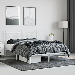 Avis Maison Chic Lit adulte 140x200cm- Cadre de lit métal avec tête de lit pour chambre blanc -MN73773